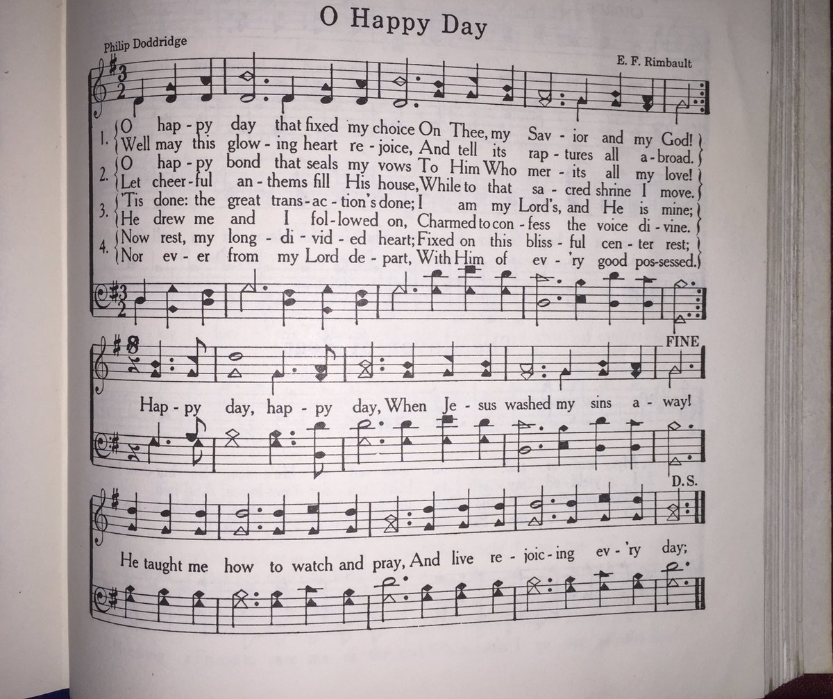 Well may this glowing heart rejoice!
And tell its raptures all abroad.

"O Happy Day"
#HYMN