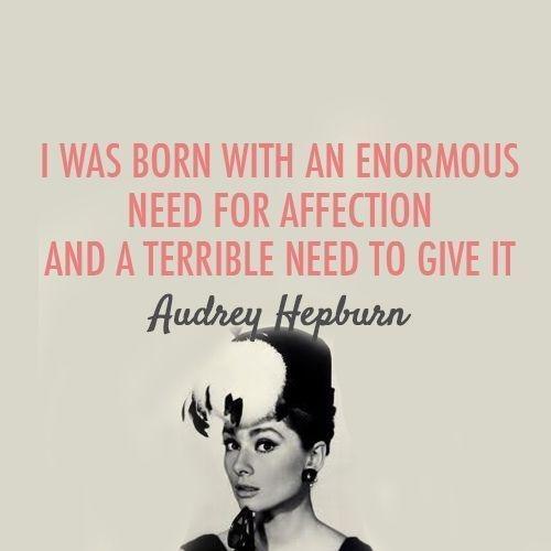 Ole_Piper's tweet photo. I was born with an enormous need for affection and a terrible need to give it. - Audrey Hepburn https://t.co/K2ev1zClHJ