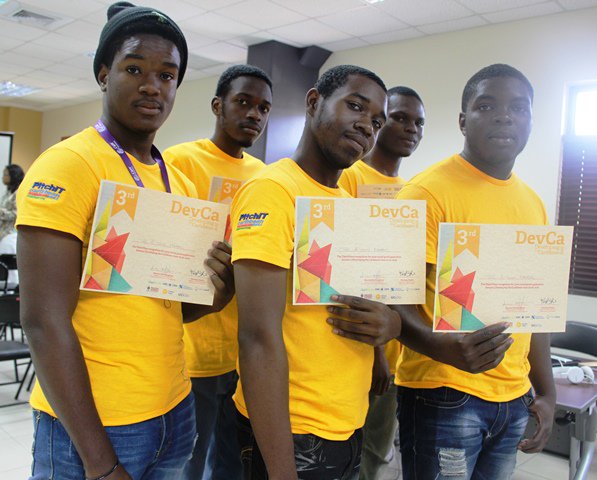 3rd place #DevCa2016 winners A-Town Mappers created an app to id waste across the island &amp; eliminate same #HackZika