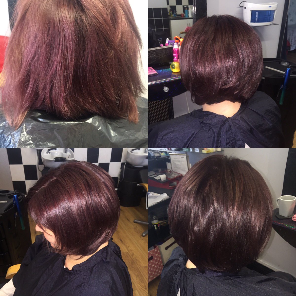 goldilocksrhyl's tweet photo. Before and after colour by Danni cut by Crissi #affinageuk #cherryred #shorthair https://t.co/HuKTSgP2sv