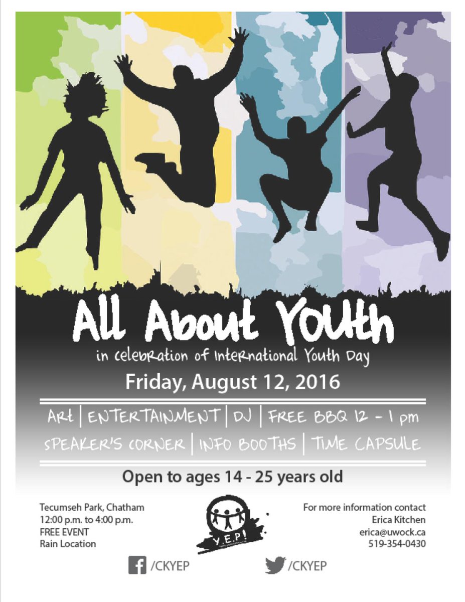 CKYEP's tweet photo. We're so excited to be hosting this event to celebrate International Youth Day! Mark August 12th in your calendars! https://t.co/0qvmR0zMKV
