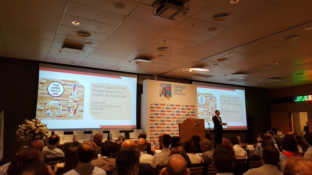 Pranav delivering keynote at #FinTech 2016 Israel. Startup + us = success