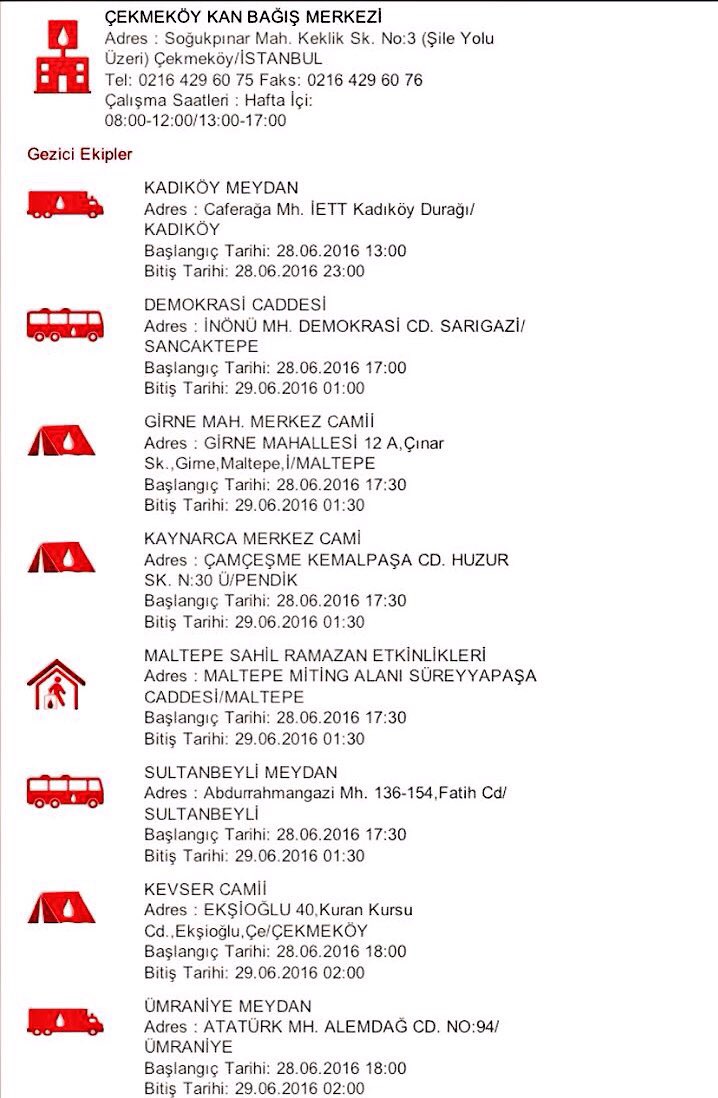 İstanbul Anadolu yakası Kan bağışı noktalarımız da görseldedir.