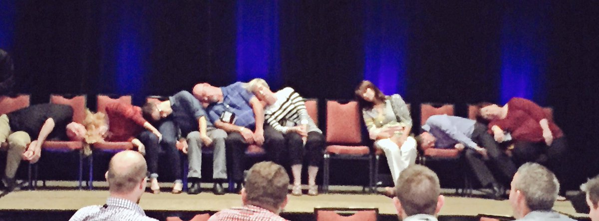 tinalovespinot's tweet photo. thanks @WayneLeeGPS for an entertaining & energizing closing keynote #CAEM16 hypnotized volunteers BRAVO! https://t.co/gEvCCqHJW4