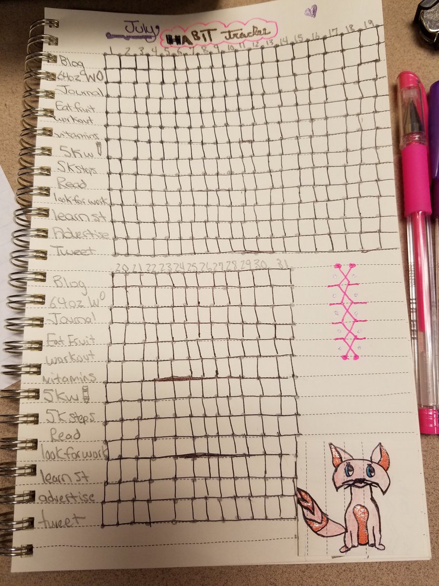 interactivej's tweet image. Ready to track some habits in July!! #thelinesarestraightifyousquint #buju #bulletjournal #planning show me yours!!
