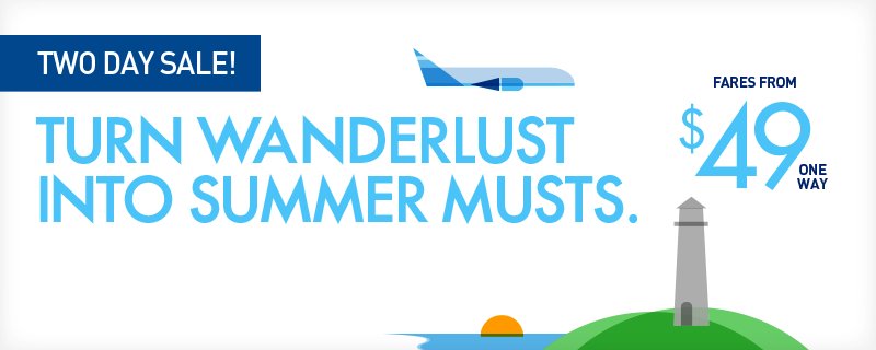 JetBlueCheeps's tweet photo. Stop wondering &amp; start wandering! Land a low fare when you book by 6/29. +Restr https://t.co/OvaJVw9qCw https://t.co/mUzKHjKeAw