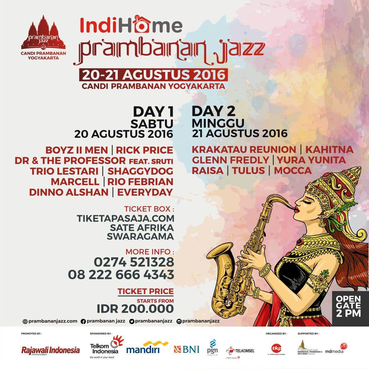 Get your tickets to #PrambananJazz now at tiketapasaja.com and @sateafrika <a href="/swaragamafm/">SWARAGAMA 101.7 FM</a>  via