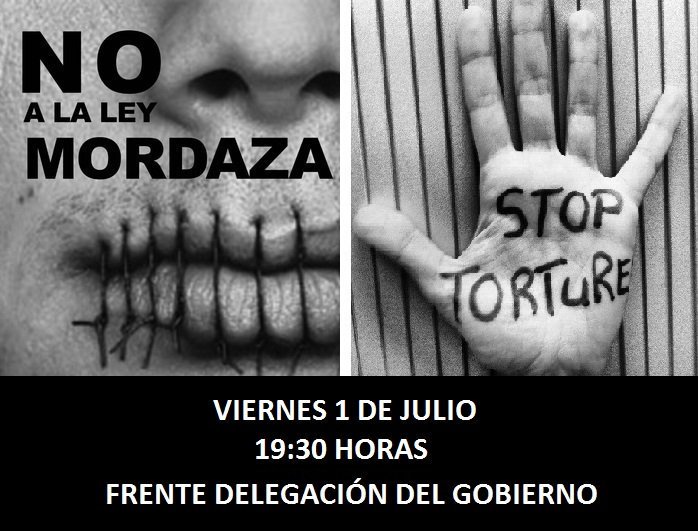 Concentración contra las #LeyesMordaza frente a Delegación del Gobierno #Logroño viernes 1 de julio. #1añoDeMordazas