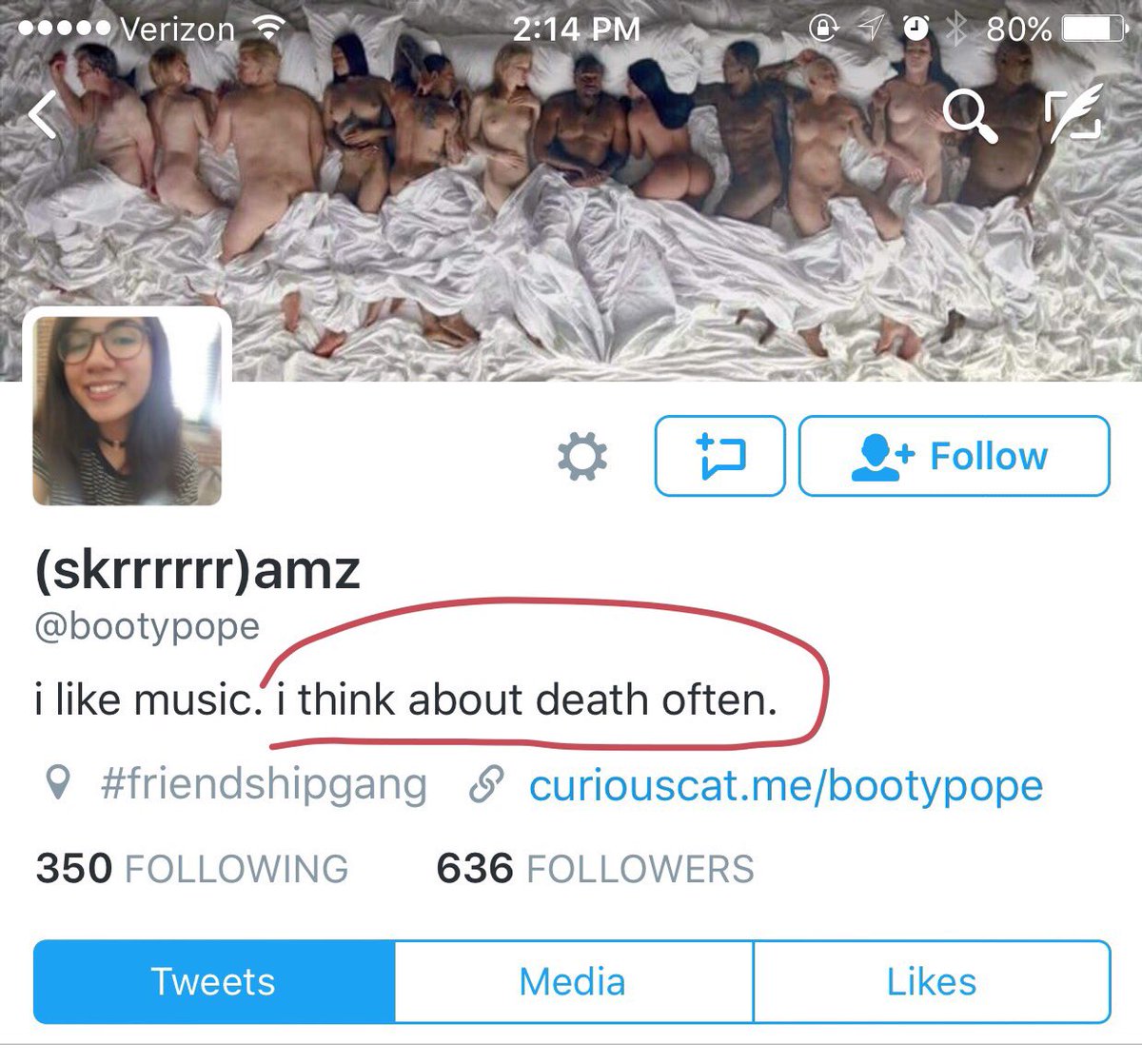 modern_rock's tweet image. look at the type of people attracted to this guy... "I think about death often"