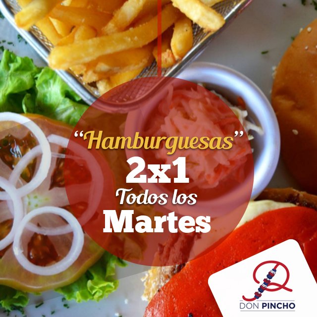 _DonPincho's tweet image. No dejes de disfrutar este #martesdelicioso en #DonPinchoRD, aprovecha esta sabrosa oferta de hamburguesas al 2x1.