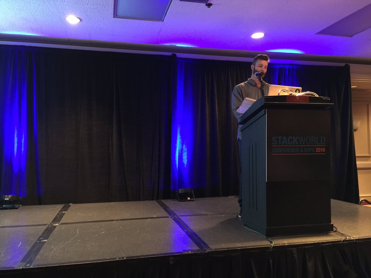 LuckyLefky's tweet photo. Listening to Nate the great give a technical deep dive into the @VictorOps platform at #stackworld16 https://t.co/NF5ELLgRui