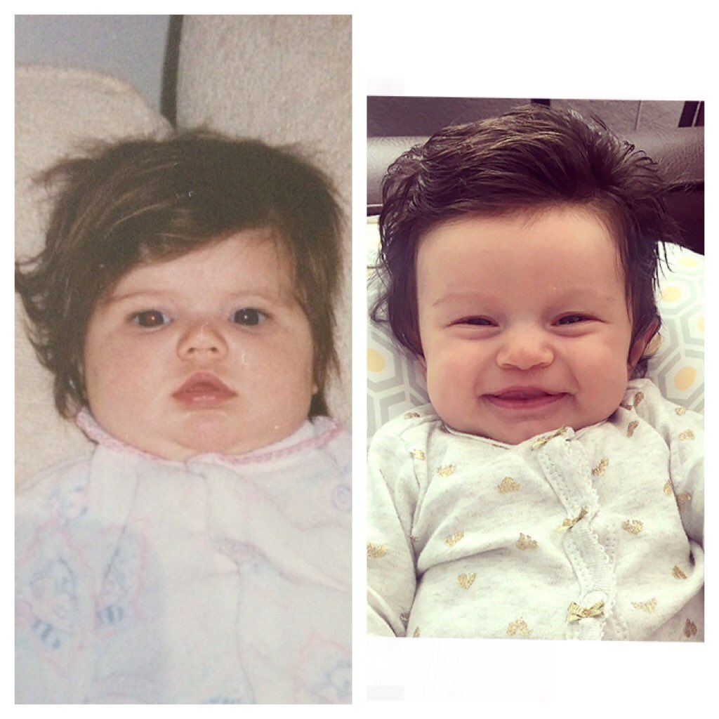 clossisboss's tweet photo. If only going viral was a thing 20 years ago. Could've beat this baby out for the full head of hair https://t.co/rNYD5bli6j