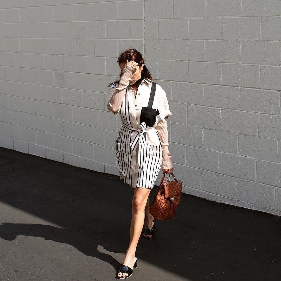 Signature stripes. <a href="/Always_Judging/">Courtney Trop</a> wearing <a href="/acnestudios/">Acne Studios</a> cabell dress po.st/Tah9et