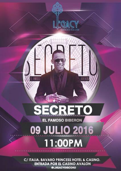 legacydiscord's tweet image. Sábado 9 de julio. Secreto -El Famoso Biberon -en concierto. Para reservaciones al numero +1 (809) 978-3541