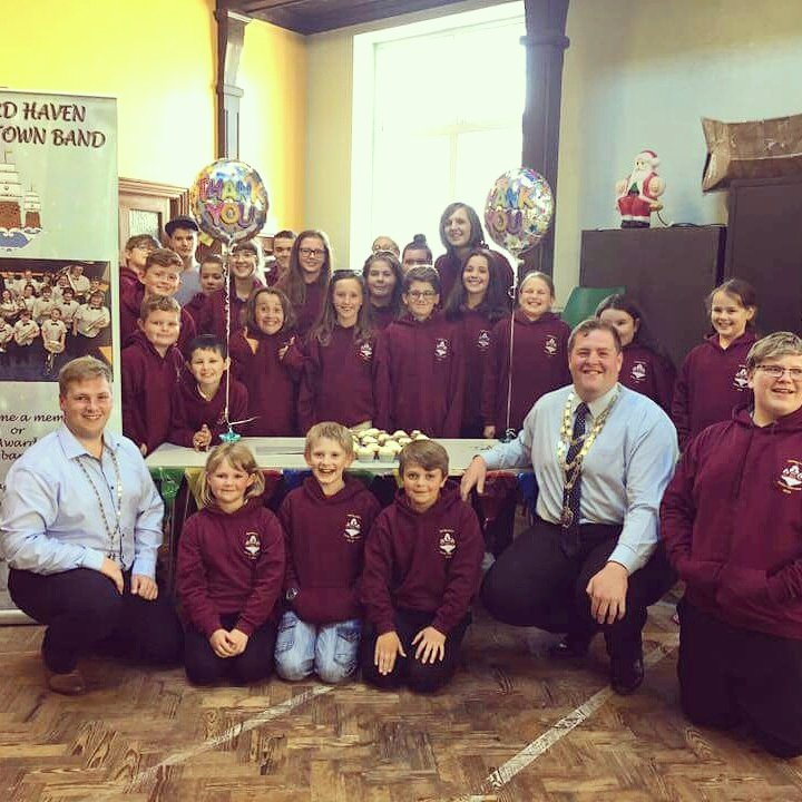 BronParratt's tweet photo. Brilliant evening tonight with the Mayor and his Consort. Proud to be Milford Haven Junior Town Band! https://t.co/REcTj8BazQ