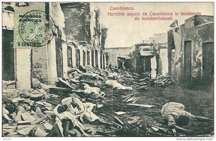 مجزرة حي سيدي عثمان #المغرب قام بها الاستعمار الفرنسي 12ألف شهيد1917م
 فرنسا كنوع للمفاخرة صورة المجزرة كطابع بريدي!