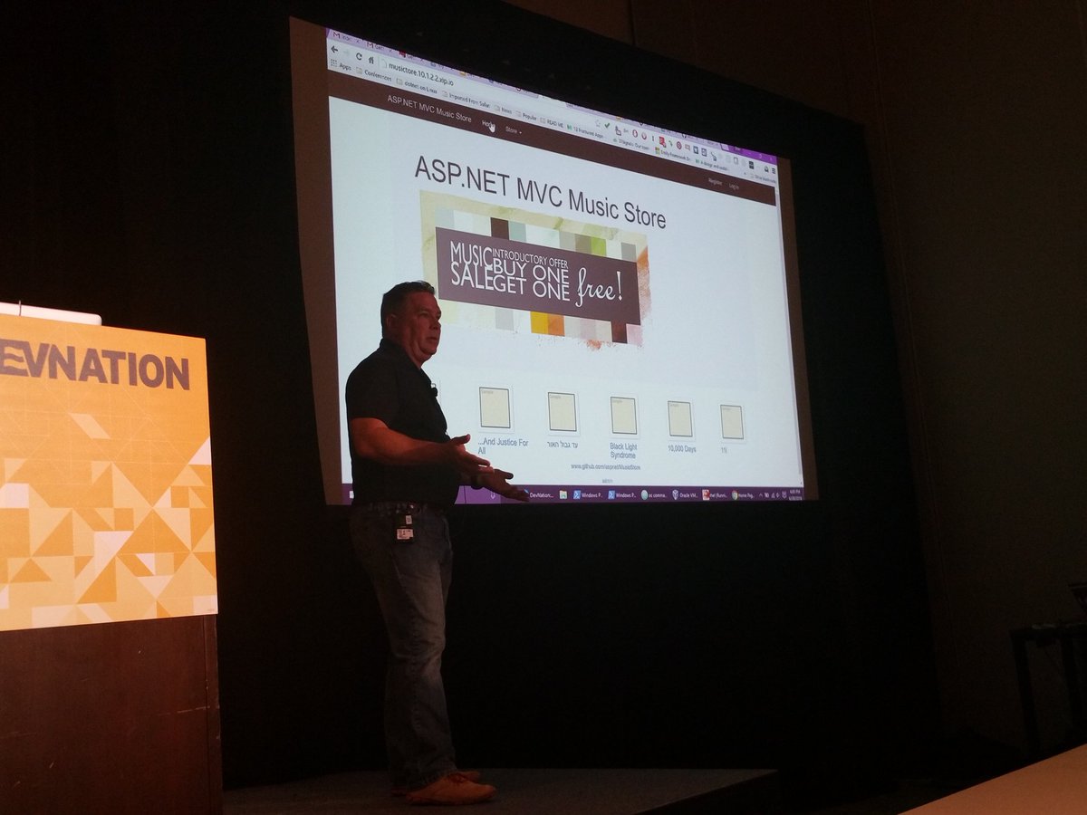 rafabene's tweet image. Running Music Store #dotnetonlinux in #openshift by @DonSchenck #DevNation redhatloves.net