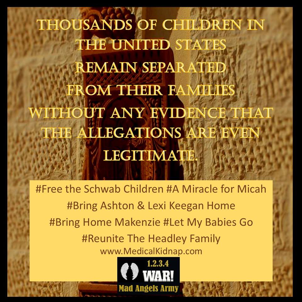 canagel007's tweet photo. Children taken from their homes with no charges filed! #SchwabStrong #SaveMicah #SaveBraelonsFamily #MadAngelsArmy https://t.co/GHcO50EGC5