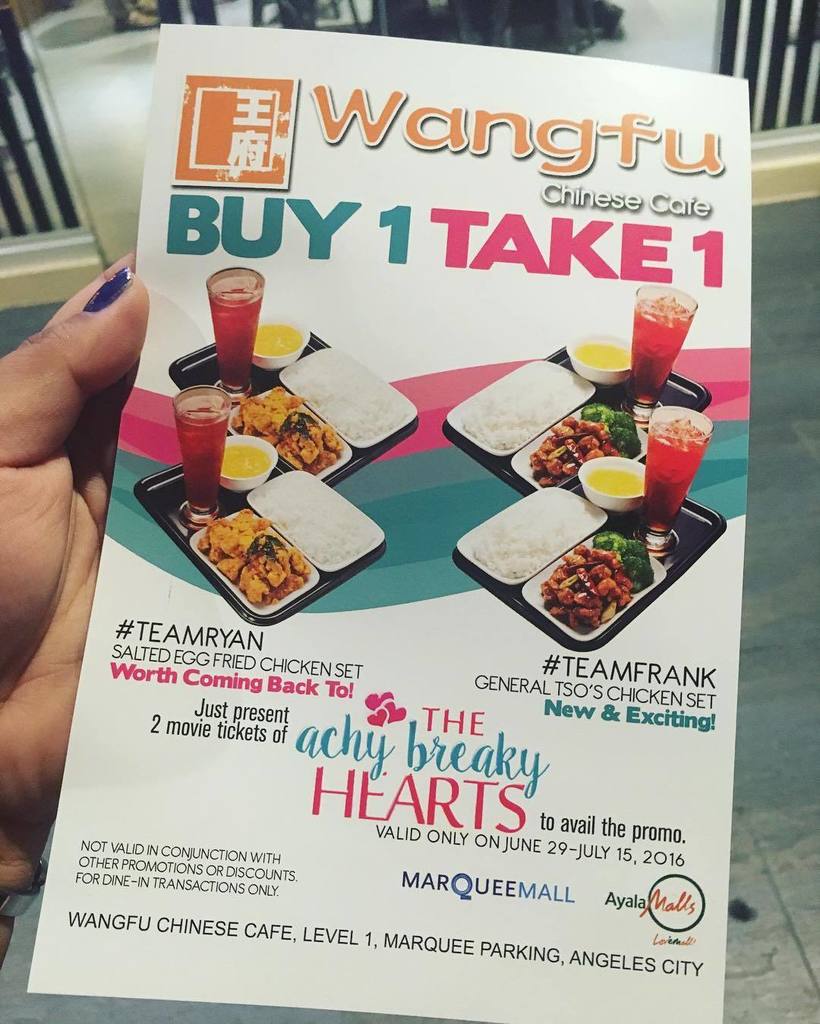 BUY 1 TAKE 1 in Wangfu Marquee Mall when you present 2 movie tickets of #TheAchyBreakyHearts!!! See you!
