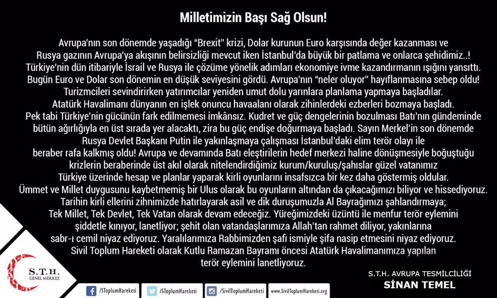 STHGenelMerkez's tweet photo. Milletimizin başı sağolsun! https://t.co/u4pkUeOjFt