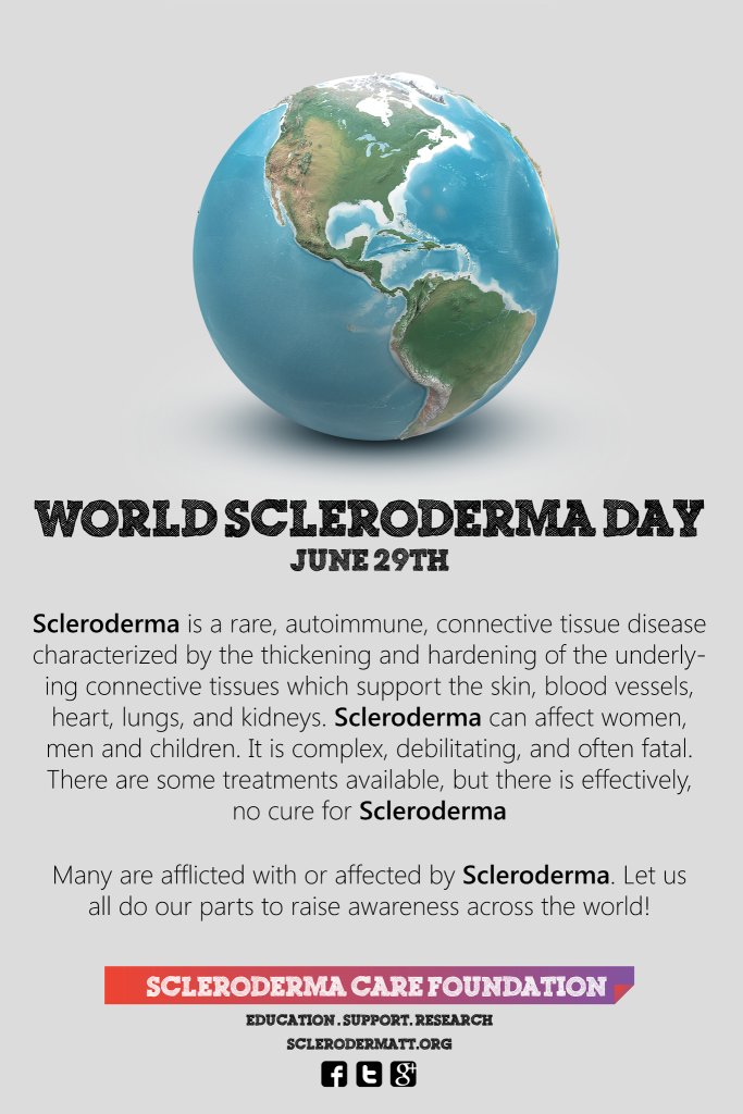 #WorldSclerodermaDay's June 29th #Scleroderma buff.ly/1Sl6Yh8 ##SclerodermaAwareness #chronicillness
