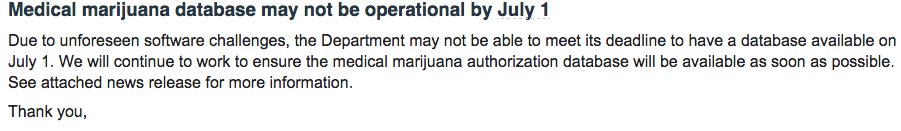 MMJnetwork's tweet photo. WSLCB fails #MMJ patients as predicted. Database not ready. @MJHeadlineNews @twicebakedinWA @SmartyCatG @PotReporter https://t.co/micVPNkpYx