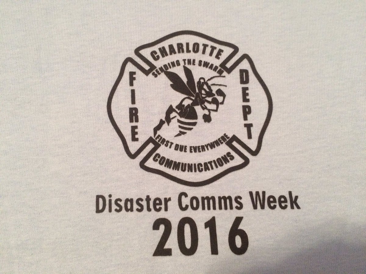 CFD_Alarm's tweet photo. Cool shirts given out to all attendees of Disaster Comms Week 2016. 'Comm Hail or High Water' #CommsWeek16 #NCCOMU https://t.co/YIp7GimkcT