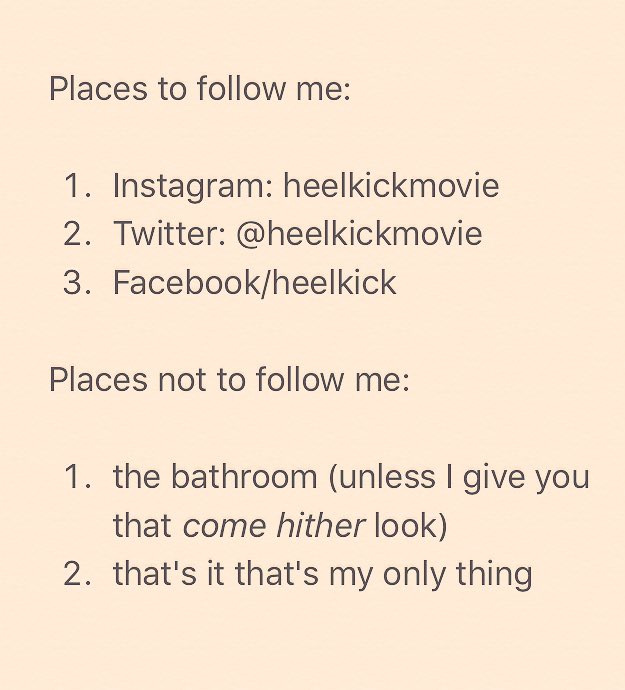 HEELKICKmovie's tweet photo. We're easy like that. #instagram #twitter #facebook #bathroomstalls https://t.co/jkh9fDfb9W