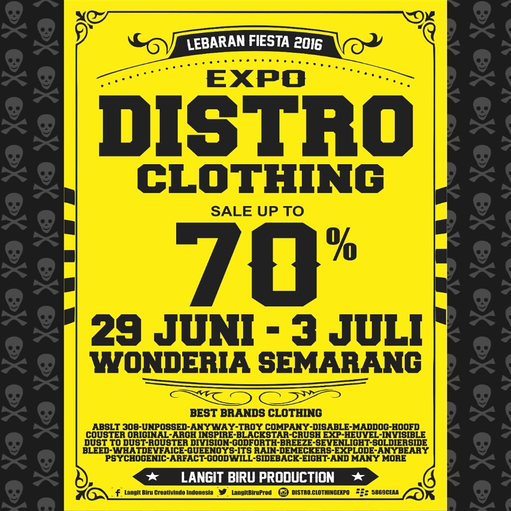 DISTRO CLOTHING EXPO (SEMARANG) <a href="/LangitBiruProd/">Langit Biru</a> . 29 Juni - 3Juli 2016 ai WONDERIA SEMARANG