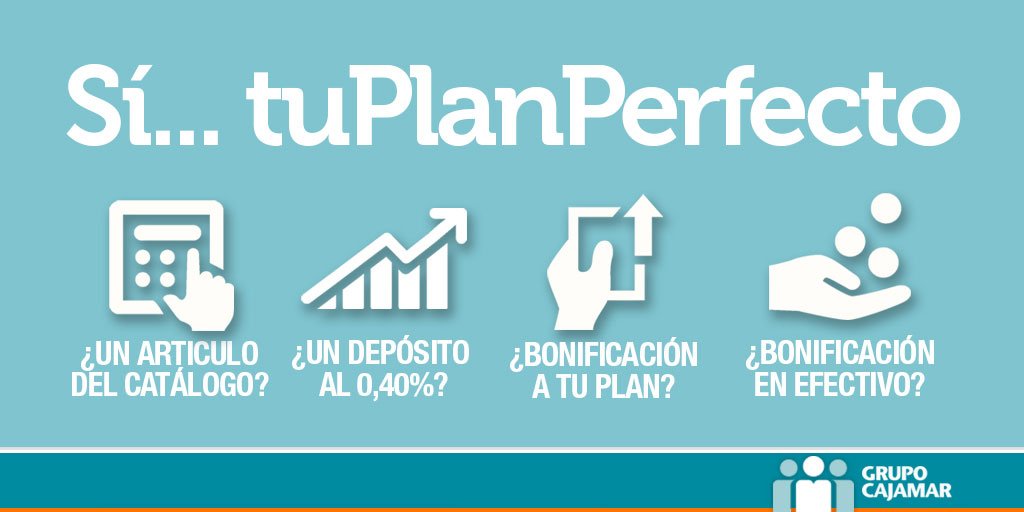 Cajamar's tweet photo. Hasta el 30/06. Cada aportación a #TuPlanPerfecto te dara grandes ventajas. Escoge la tuya.https://t.co/9pwVSuBGH9 https://t.co/oFagJe42gI