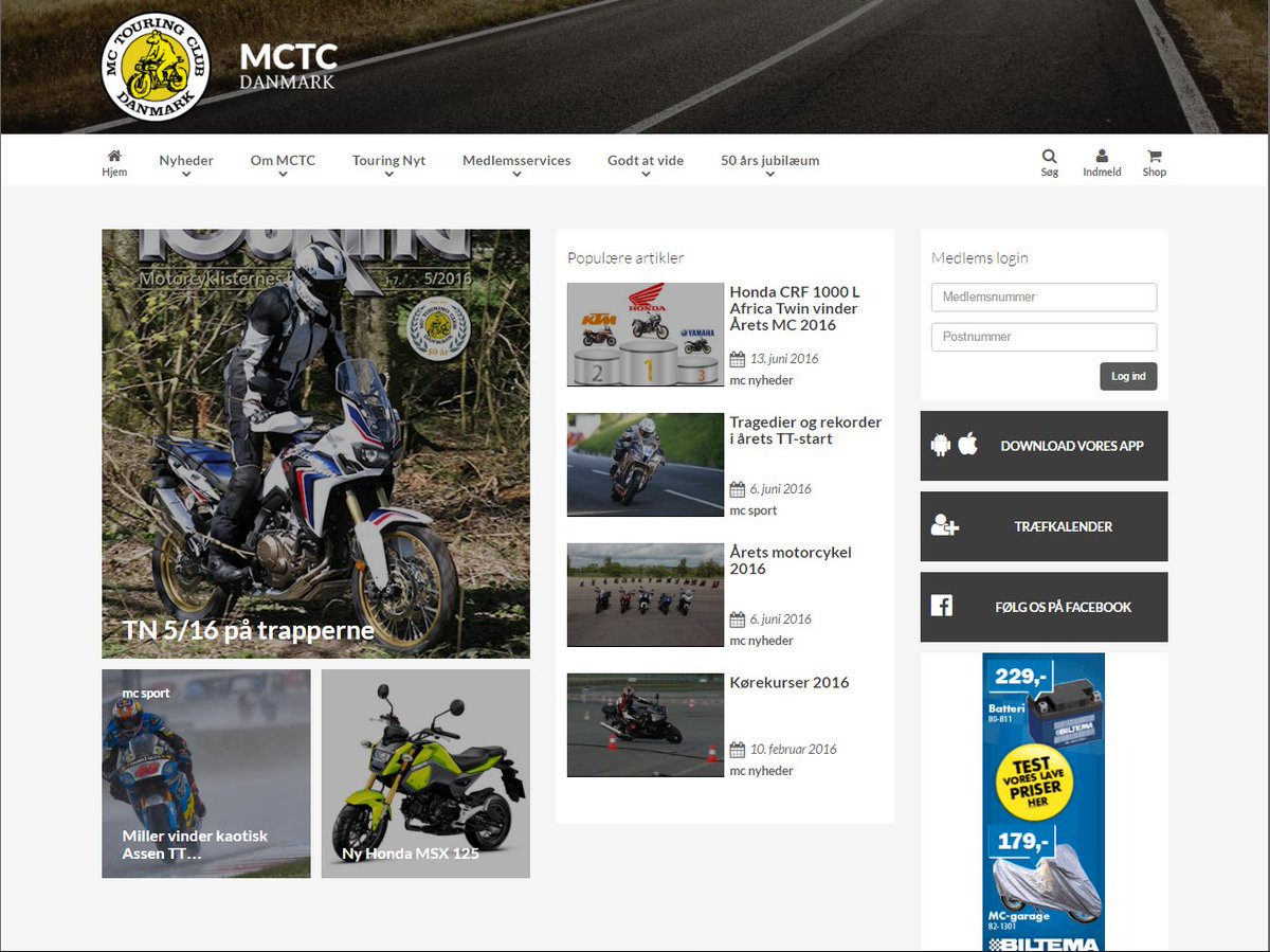 pragmasoftdk's tweet photo. Så har MC Touring Club fået nyt #umbraco website med #uCommerce shop #pragmalaunch https://t.co/wTfSltVdan 🎉🙌🏍🆕 https://t.co/D6rTl8Rq2G