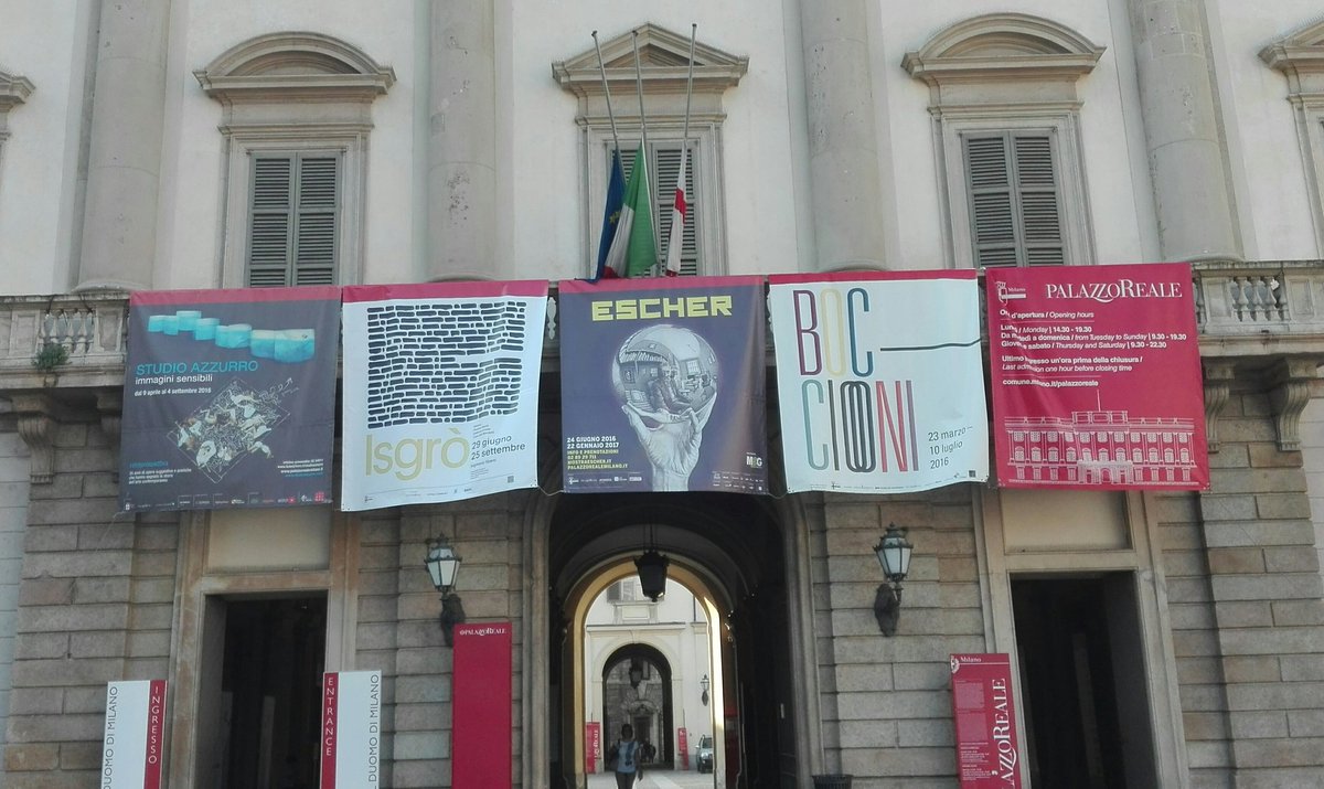 culturamilano's tweet photo. A #PalazzoReale #Milano: percorso nell'arte del '900 a oggi. #Boccioni100 #EscherMilano #StudioAzzurro #Isgro2016 https://t.co/LGKwGavHmJ