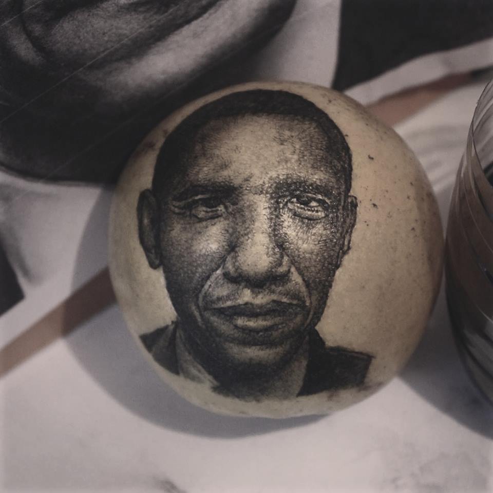 Practicando para futuros Diseños. 
#Portrait #Tattoo #Obama #Orange  #CDMX
