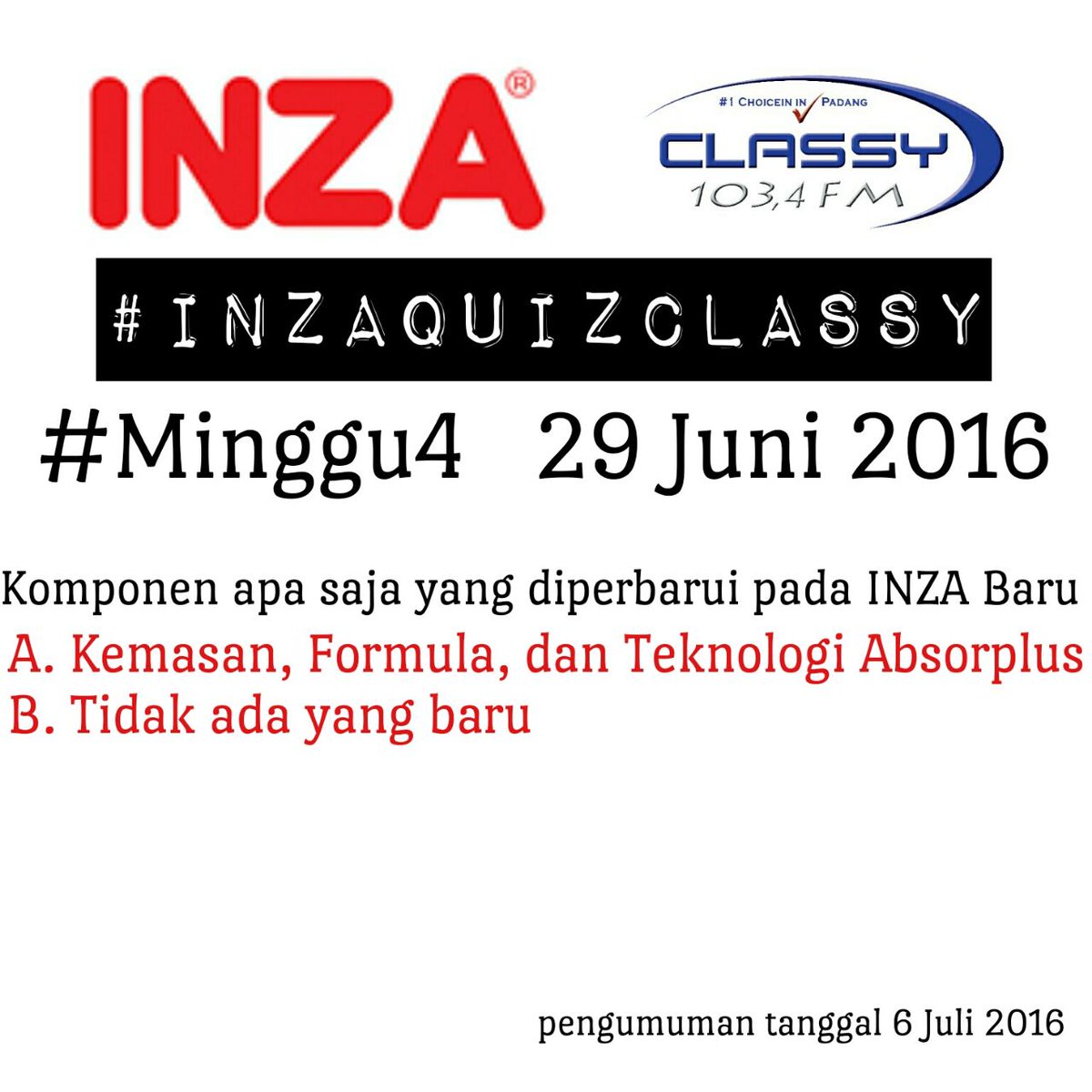 ClassyFM's tweet photo. #INZAQuizClassy minggu ini  #Minggu4 https://t.co/LANCAVcJM0