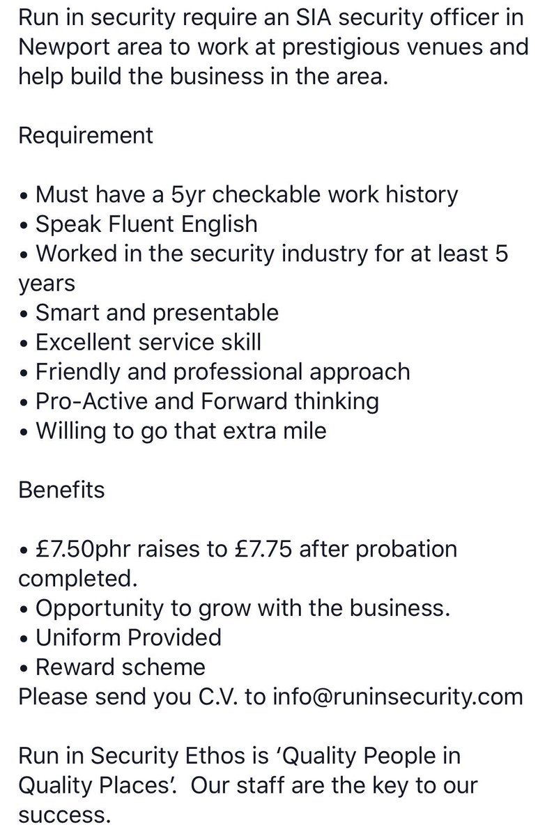 RuninSecurity's tweet image. #SIA #security officer #Newport #southWales #wales #vacancy #Hiring