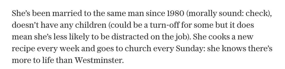 Claire_Phipps's tweet photo. Column in the Telegraph gives being "married to the same man since 1980" as a reason to vote for Theresa May https://t.co/YkY6ZtJ9Bp