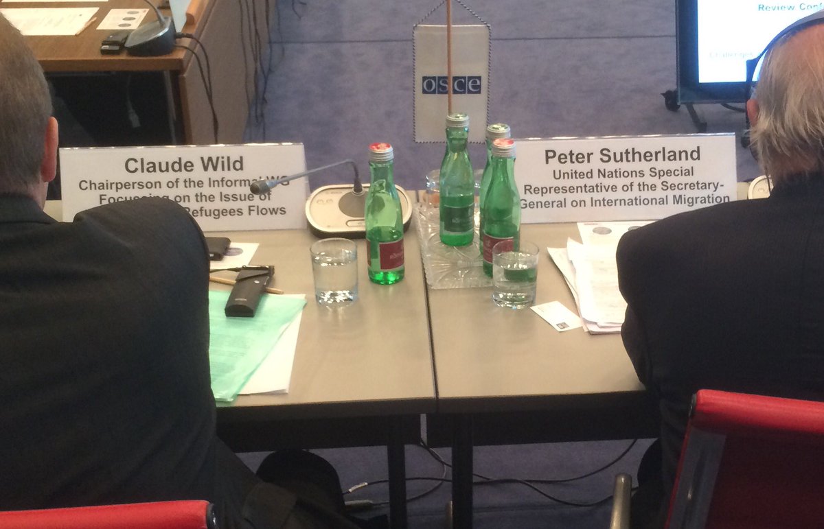 SwitzerlandOSCE's tweet photo. Start of the special session of @OSCE #ASRC2016 on #migration with @UN SR @PDSutherlandUN and Swiss Amb. Claude Wild https://t.co/IoGNg2vhlD