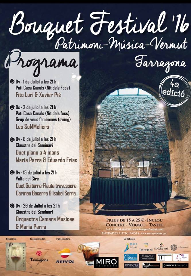 TarragonaCB's tweet photo. Vermut Miró, socio del #TarragonaCB, colabora en el Bouquet Festival los días 1,2,8,15 i 29 de julio https://t.co/gwCY6Fw4TJ