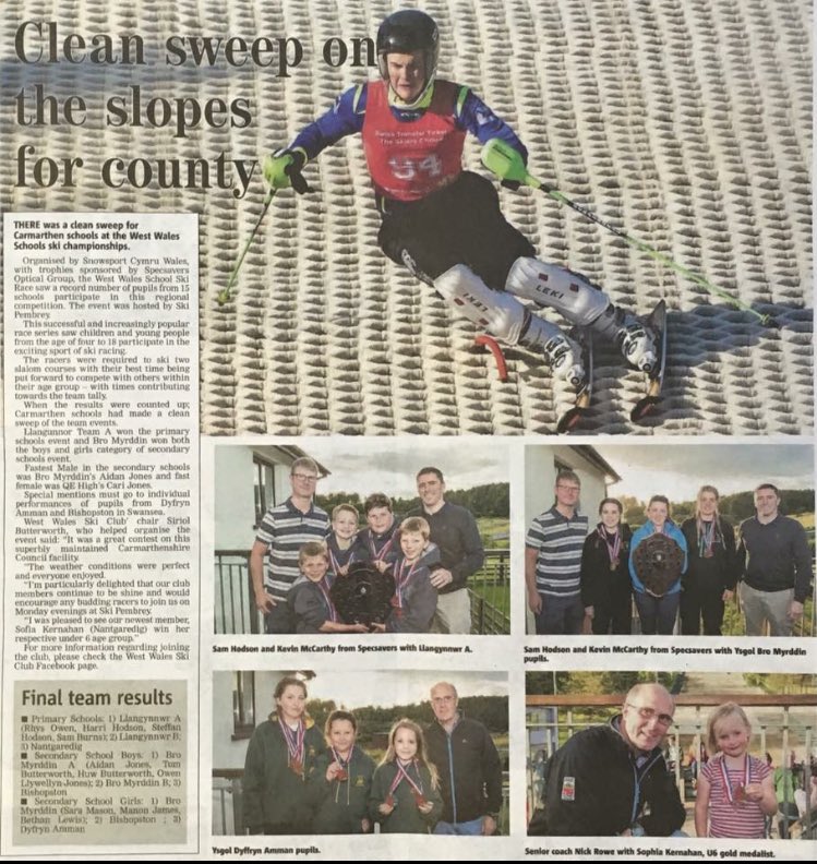 Great coverage by the regional press on the West Wales Schools ski race.
carmarthenjournal.co.uk