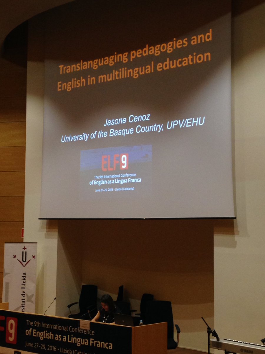 CGE_Soton's tweet photo. Day 3 at #ELF9: Jasone Cenoz on translanguaging pedagogies and English in multilingual education https://t.co/ILO2V7ZlJ3