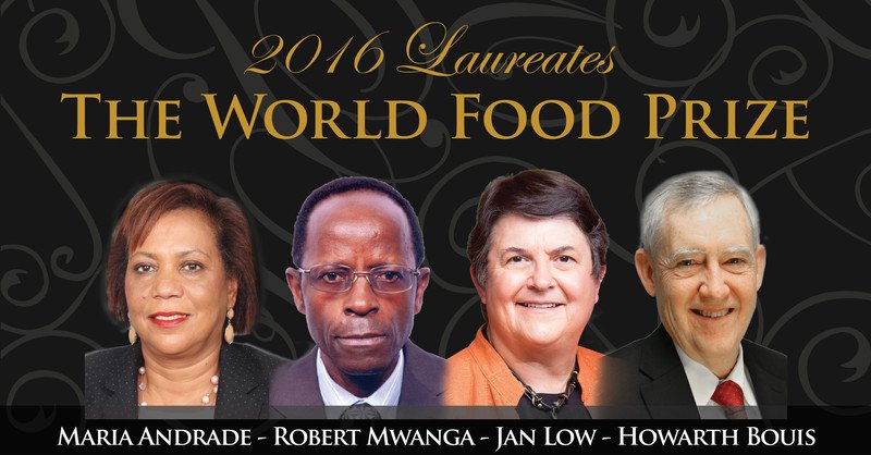 MarchmontComms's tweet photo. Congratulations to biofortification pioneers Drs. Andrade, Low, Bouis &amp; Mwanga for winning the World #FoodPrize16! https://t.co/jAwTXoqBdj