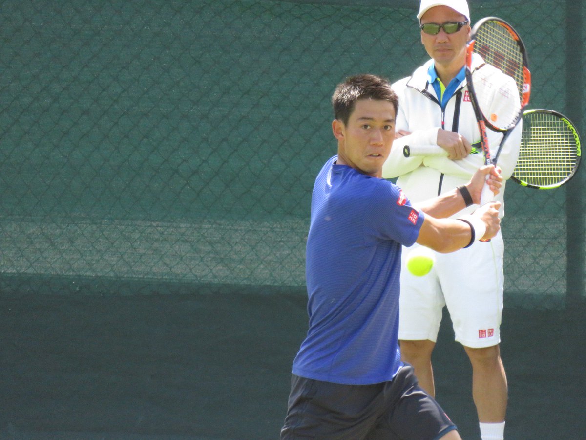 Wowowテニス ウィンブルドンテニス 現地より 木村季康アナウンサーより練習風景の写真が届きました 錦織圭選手とマイケル チャンコーチ T Co Mzjthpe6gr Wowow Tennis Wimbledon