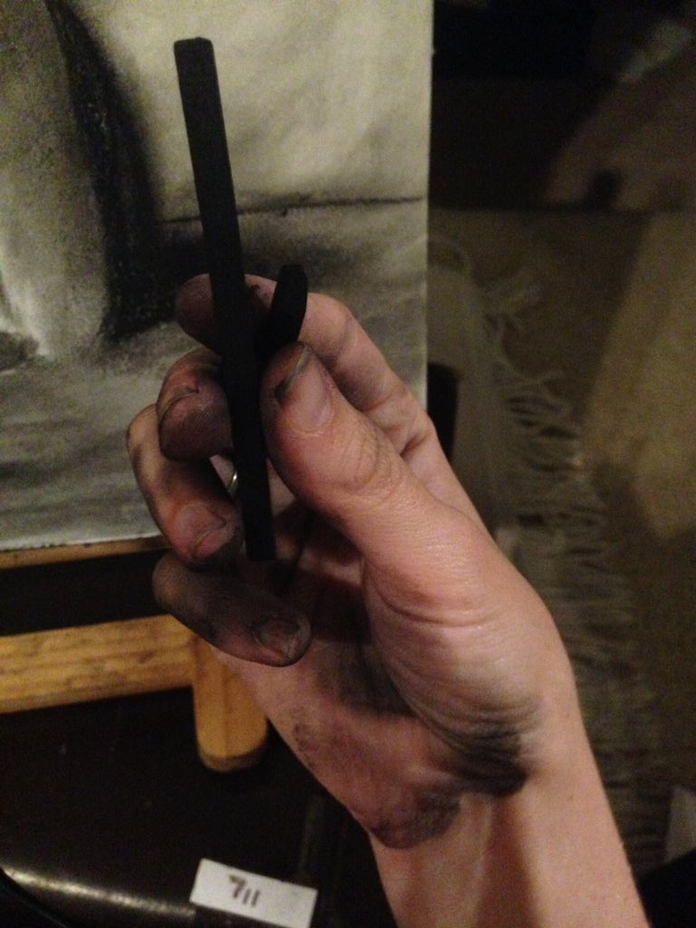 AutumnBarcroft's tweet photo. The basic state of my hands after every drawing. It's all about the process. #doitfortheprocess #nitramcharcoal https://t.co/OhCkl4P2lM