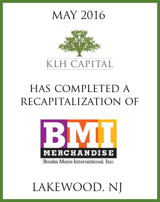 KLH completes recapitalization of Bonita Marie International: goo.gl/BG5uZp