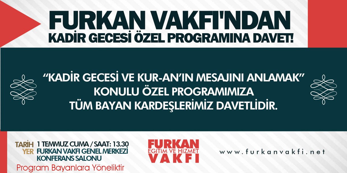 "Kadir Gecesi ve Kur'an'ın Mesajını Anlamak" Konulu Özel Programa Tüm Bayan Kardeşlerimiz Davetlidir