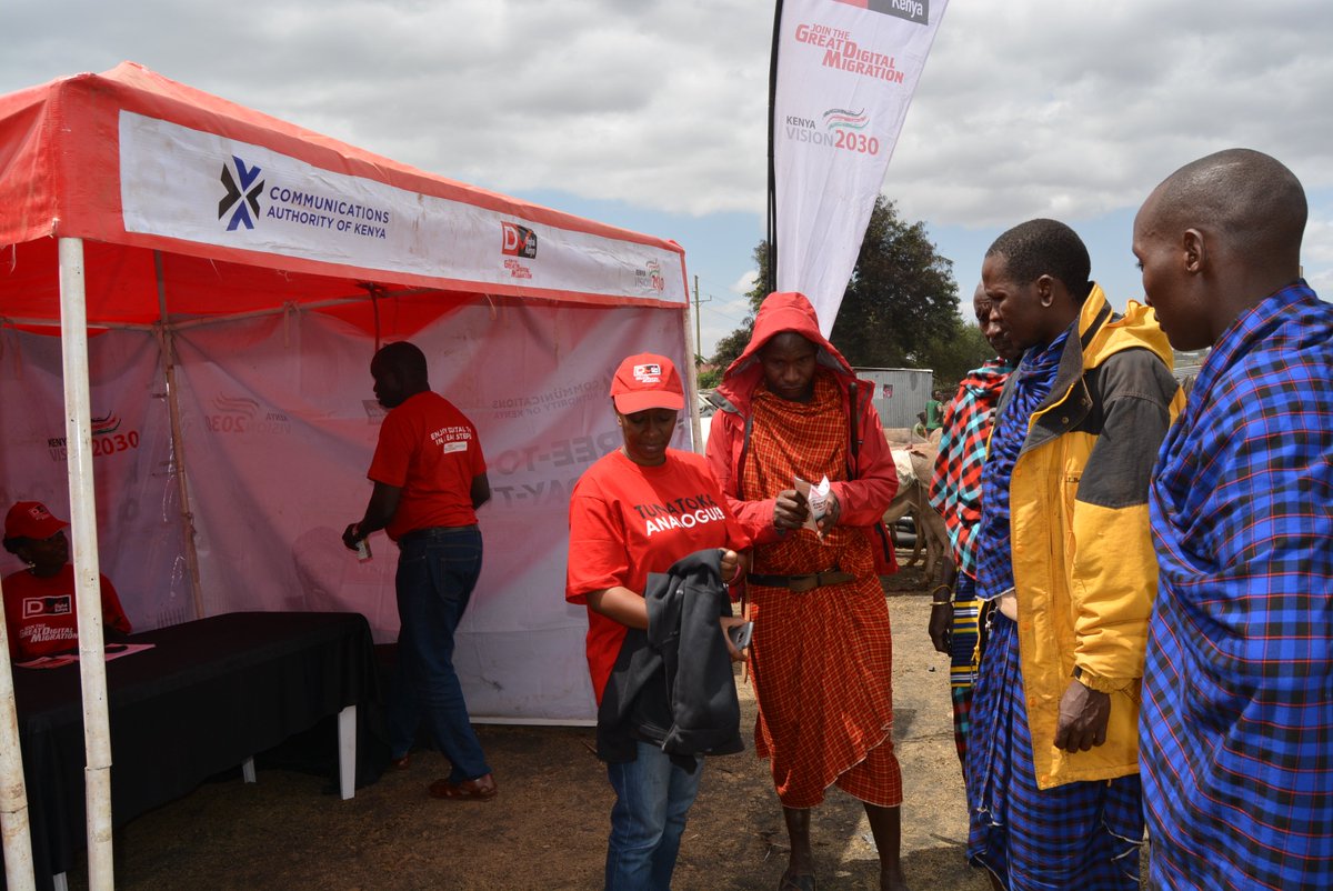DigitalTVKenya's tweet photo. The Digital Migration roadshow team is in Namanga town! We welcome  residents of Namanga to our tent at the market https://t.co/6EuFZXrCMq