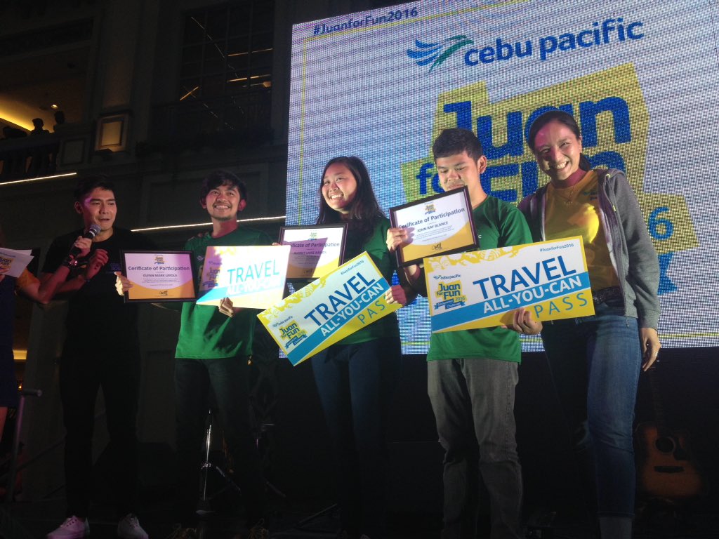 CebuPacificAir's tweet photo. And the #JuanforFun2016 Ultimate Backpacker Team is #JFFJuanTeamPH! https://t.co/NhxVqxscp1
