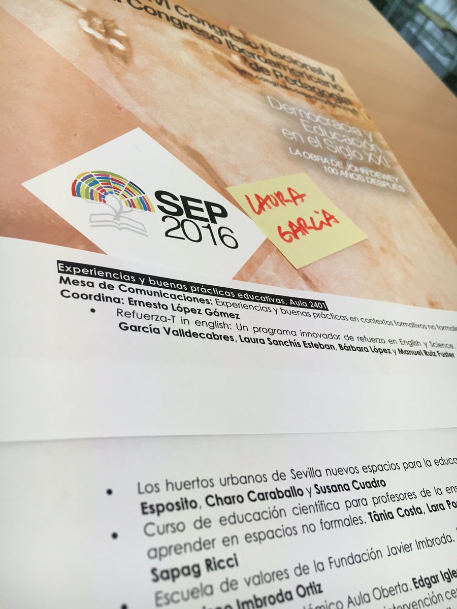 Aula de comunicación 2401. 
Hora: 12.30-14.00: Experiencias y buenas prácticas educativas #CongresoSEP2016