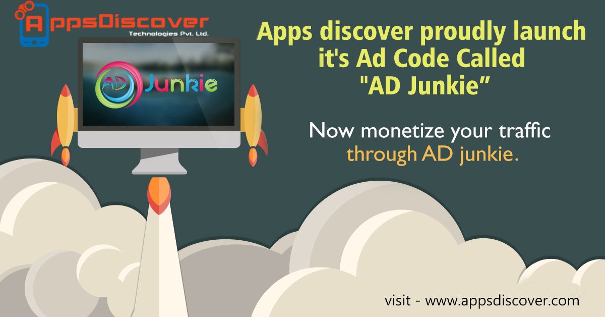 appsdiscover1's tweet image. we are happy to #announce that we launch our own #ADcode called “#ADJunkie”. We congrats our team. It&apos;s a beginning.