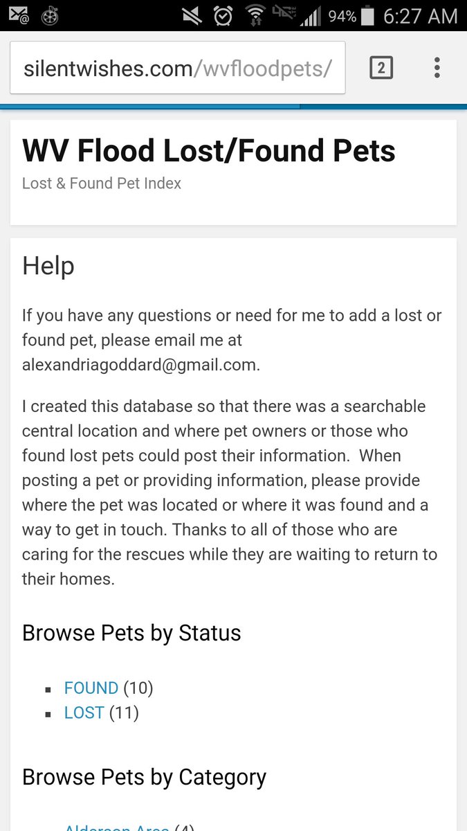 trfleager's tweet photo. Searchable database for all pets lost and found during #WVFlood #prayersforWV https://t.co/Lg6q4PGQB8 https://t.co/A38inRLgt4